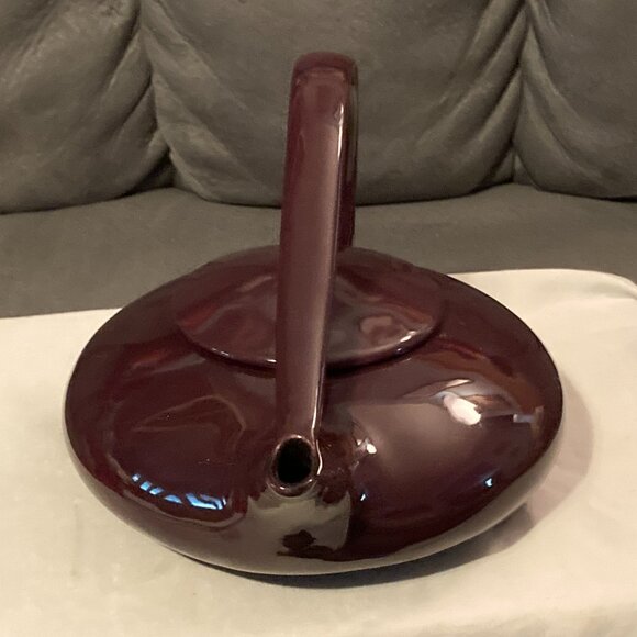 Judith Weber Swirl Handle Mulberry/Burgundy Classic Porcelain Tea Pot-Signed-EUC - Picture 2 of 11
